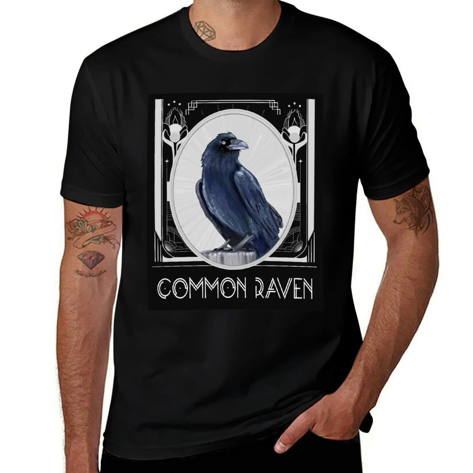 

Art Nouveau Raven T-Shirt Breathable Basic Cotton T-Shirt
