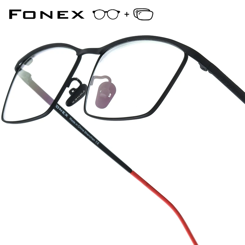 

FONEX Progressive Prescription Glasses Photochromic Myopia Optical Lens Eyewear Men Square Eyeglasses Black Titanium Frame 5726