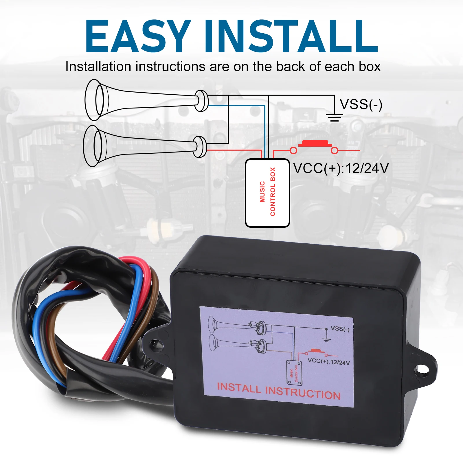 12V-24V 8 Sound und 12 Sound Musical Elektronischer Hupencontroller 3+Pro Hupenlautsprecher Sound Control Box Unit mit Lautstärkeschaltung – Detail 4