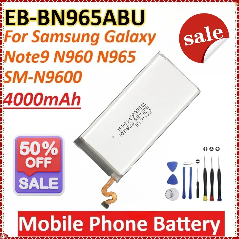 

Новый EB-BN965ABU 4000 мАч для Samsung Galaxy Note9 N960 N965 SM-N9600, сменный аккумулятор высокой емкости для мобильного телефона + инструменты