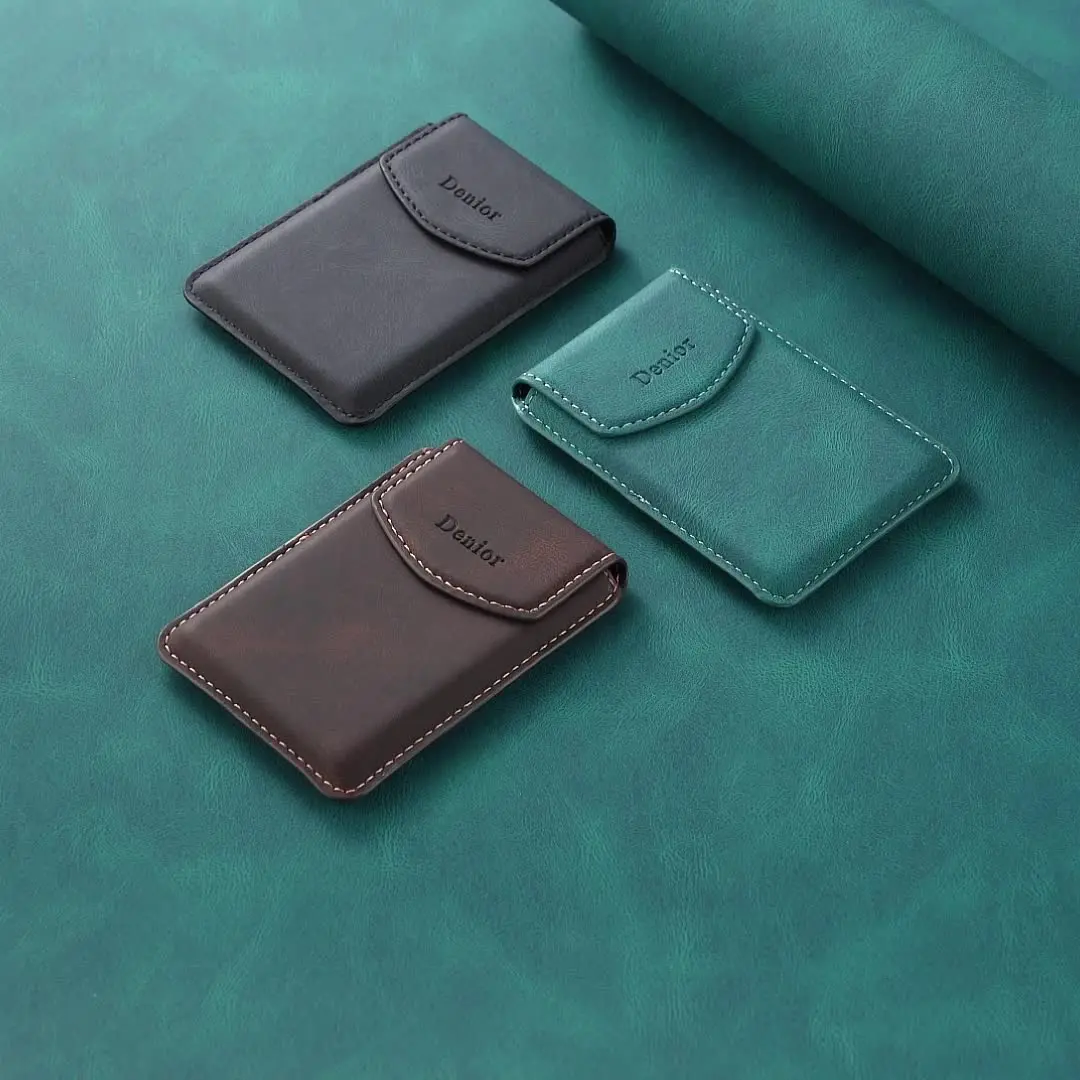 EUCAGR Ultra-Thin Magnetic Synthetic Leather Card Holder Wallet Slim Design with Cash Pocket, Magnetic Closure Credit/ID Cards