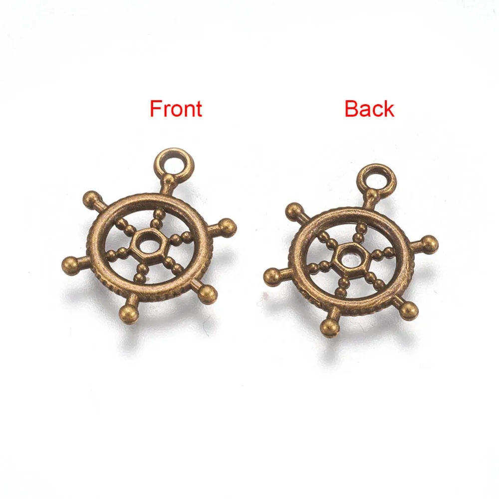 50pcs  style Alloy Helm Pendants Cadmium Free Nickel Free Lead Free Antique Bronze 20x15x1.5mm Hole: 2mm