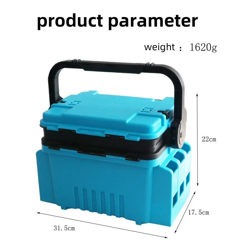 2026 Multifunctional Double-Layer Fishing Toolbox with Pole Frame Popular Double-Layer Storage for Fishing Tackle and Boxes
