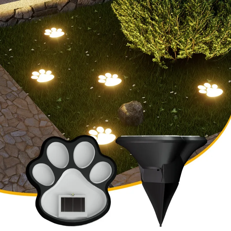 Outdoor LED Solar Light Waterproof Dog Cat Animal Paw Print Light Path Lawn Lamp for Garden Patio Lawn Summer Camping Home Decor