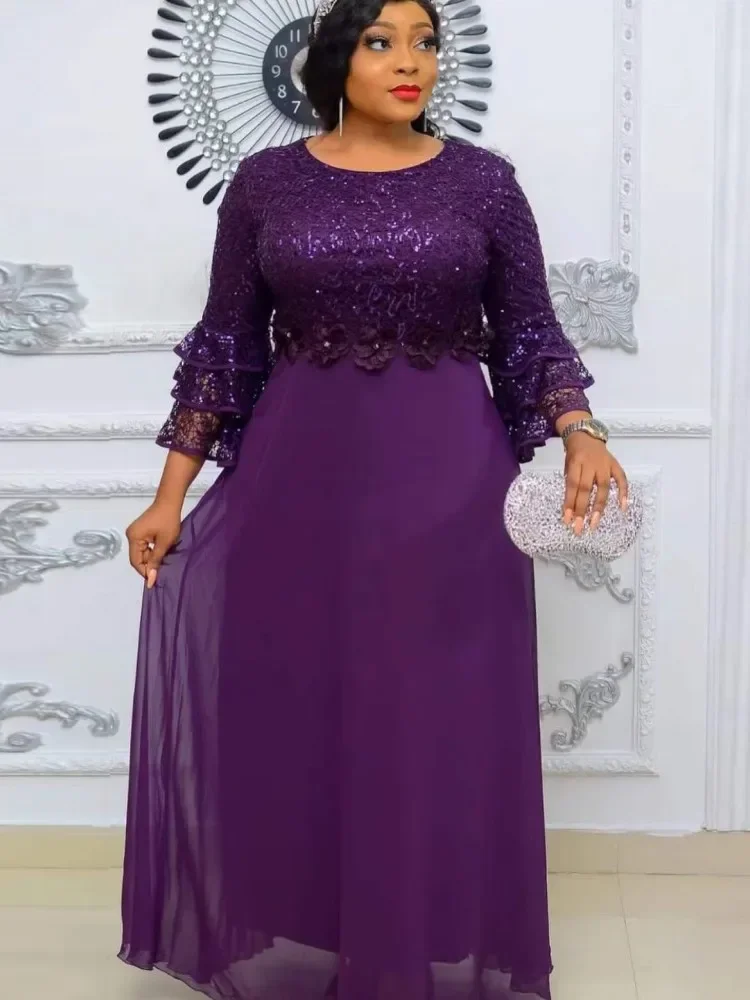 Африканские вечерние платья для женщин 2024, Дашики Анкара, кружевные шифоновые свадебные вечерние платья, элегантное турецкое мусульманское кафтан, платье макси