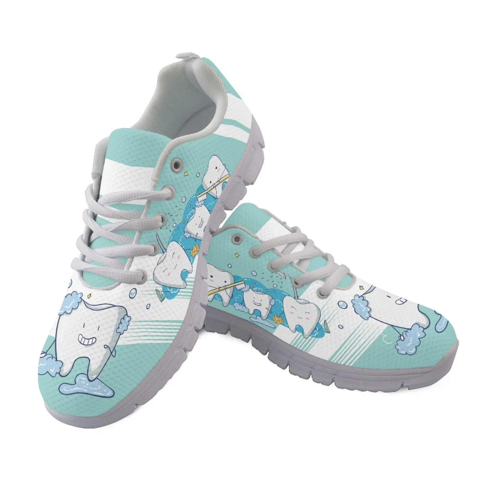 Coloranimal Cute Tooth Print Tennis Training Shoes Sports Trainers for Women Lightweight Training Athletic Shoes
