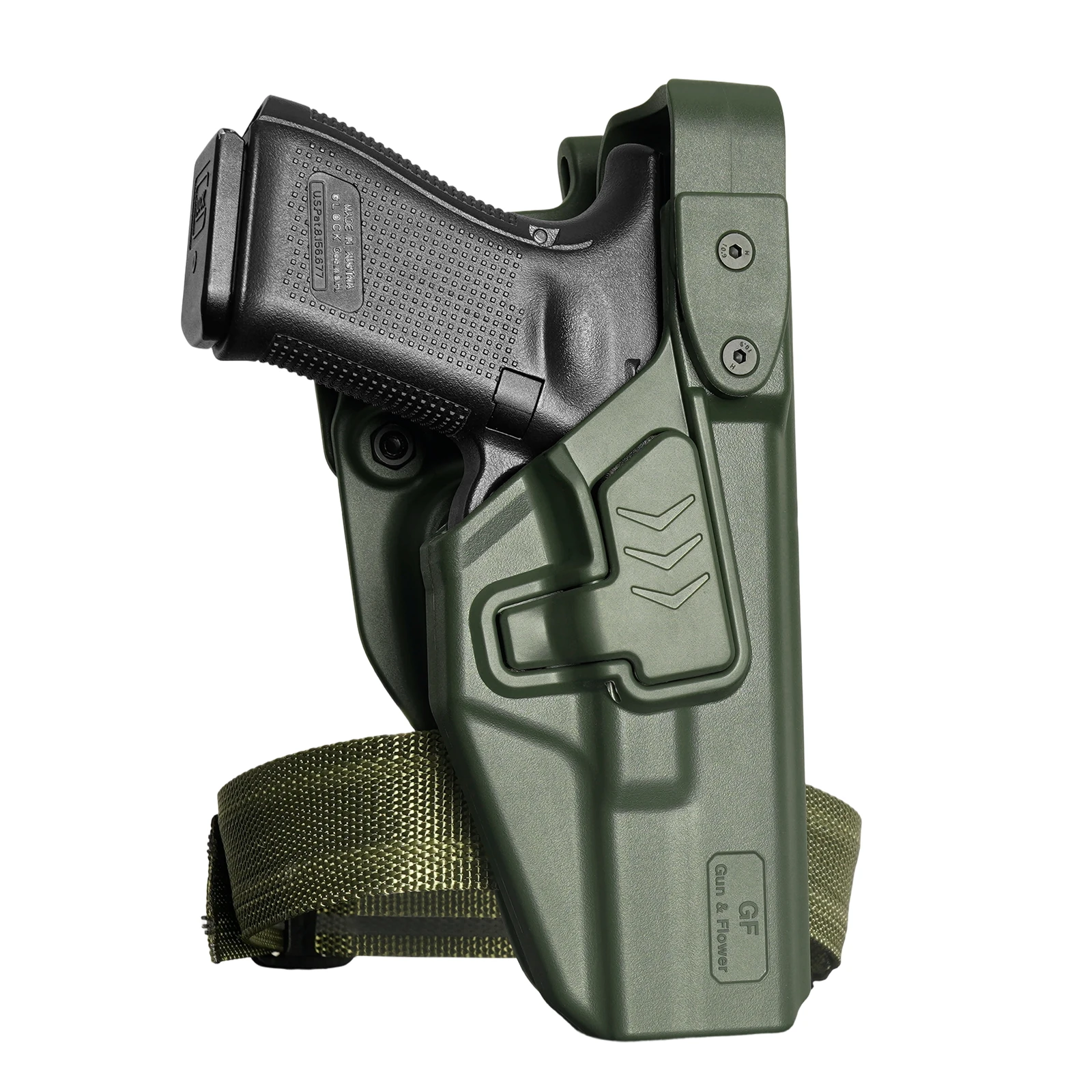 Funda táctica OWB Glock nivel III con cinturón de muslo verde - imagen 3