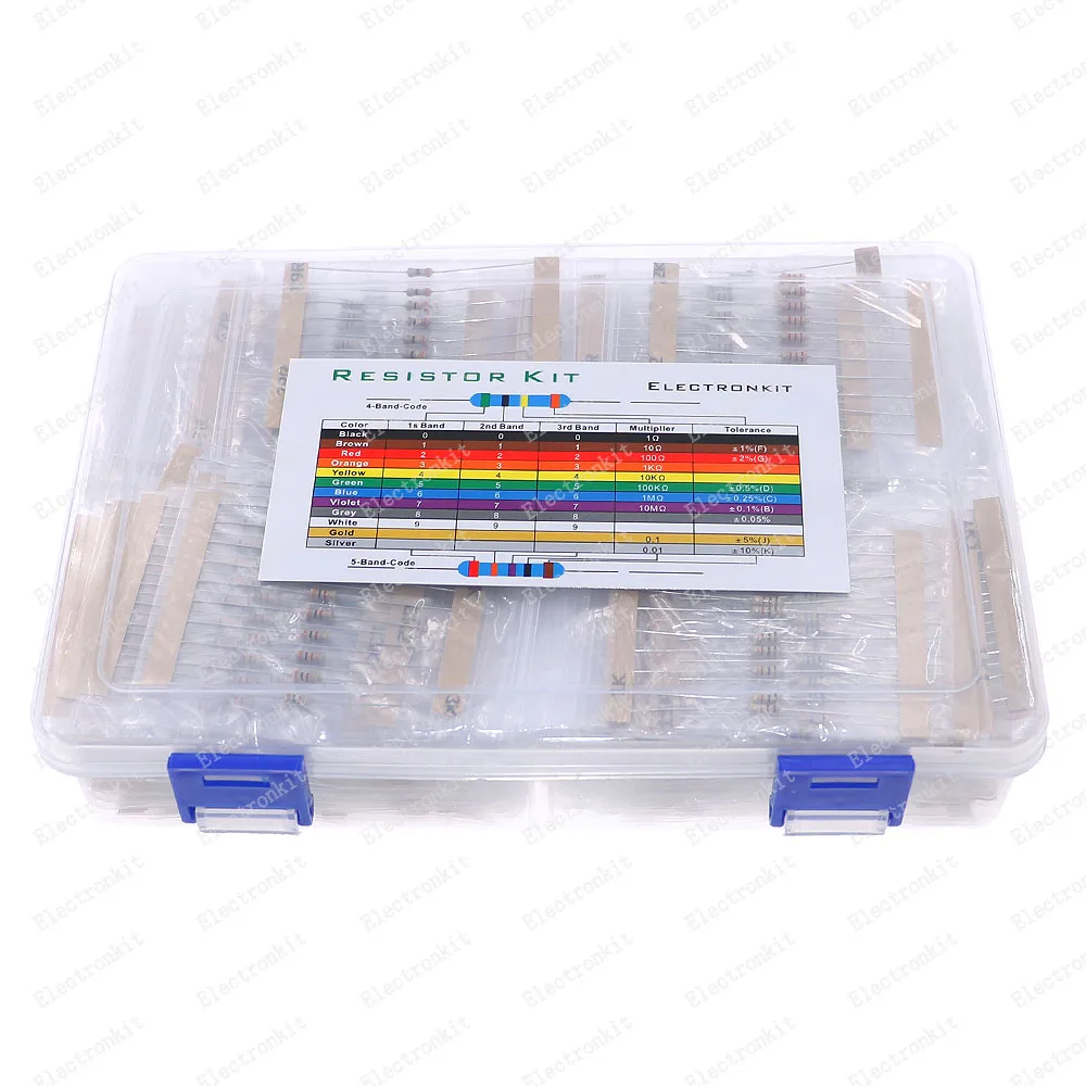 

1700pcs 1/4W 5% 170Values 0 -22M ohm Carbon Film Resistors Assortment Kit Box Electronic Components pack