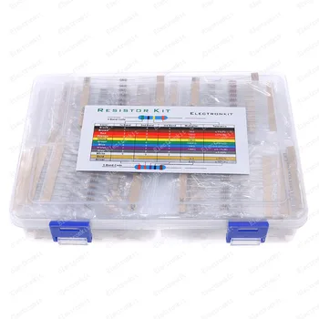 1700pcs 1/4W 5% 170 values ​​0 -22M ohm Carbon Film Resistors Assortment Kit Box Electronic Components Package