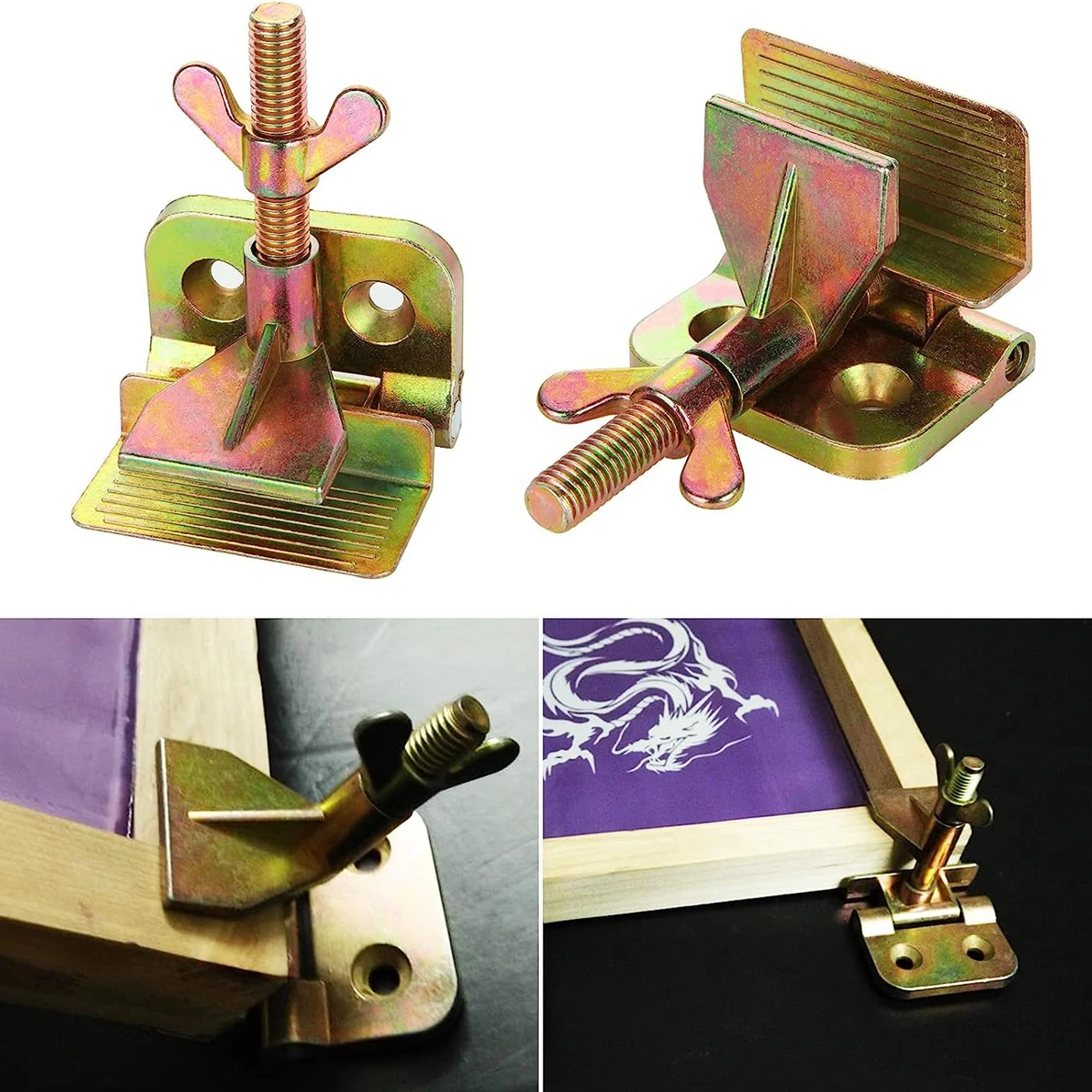 2 Pcs of Screen Frame Butterfly Hinge Clamp for Silk Screen Printing Mesh Tool Clip Hardw DIY Fixing Screen Tool Parts