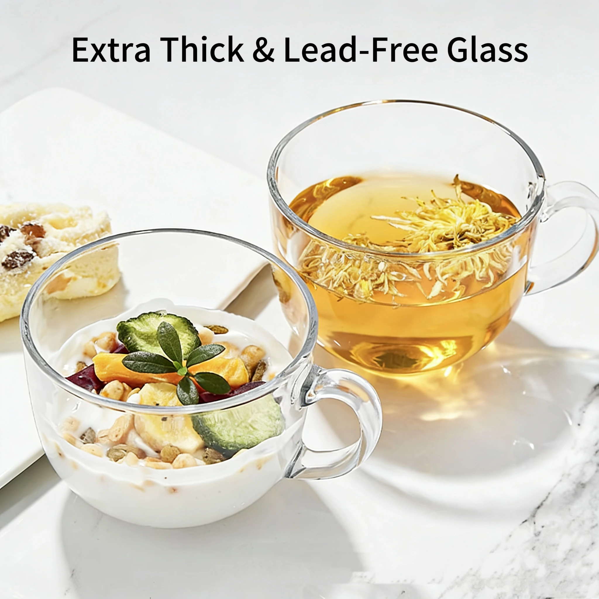 Heat-resistant glass cup with handle, oatmeal breakfast cup, coffee cup, milk cup, water cup, transparent cup