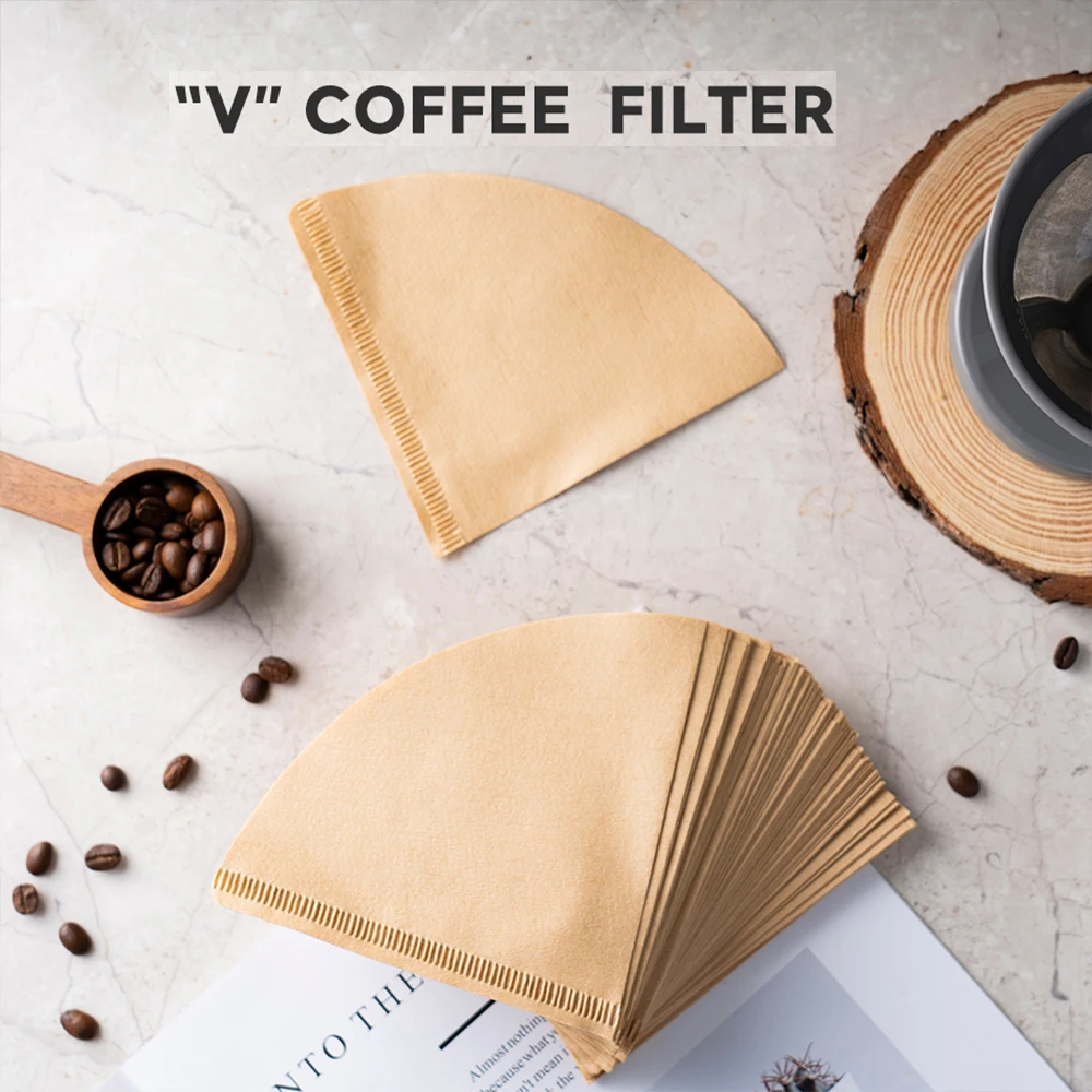 50/100Pcs Wooden Original Hand Drip Paper Coffee Filter Espresso Coffee Filters for V-60 Dripper Filters Paper