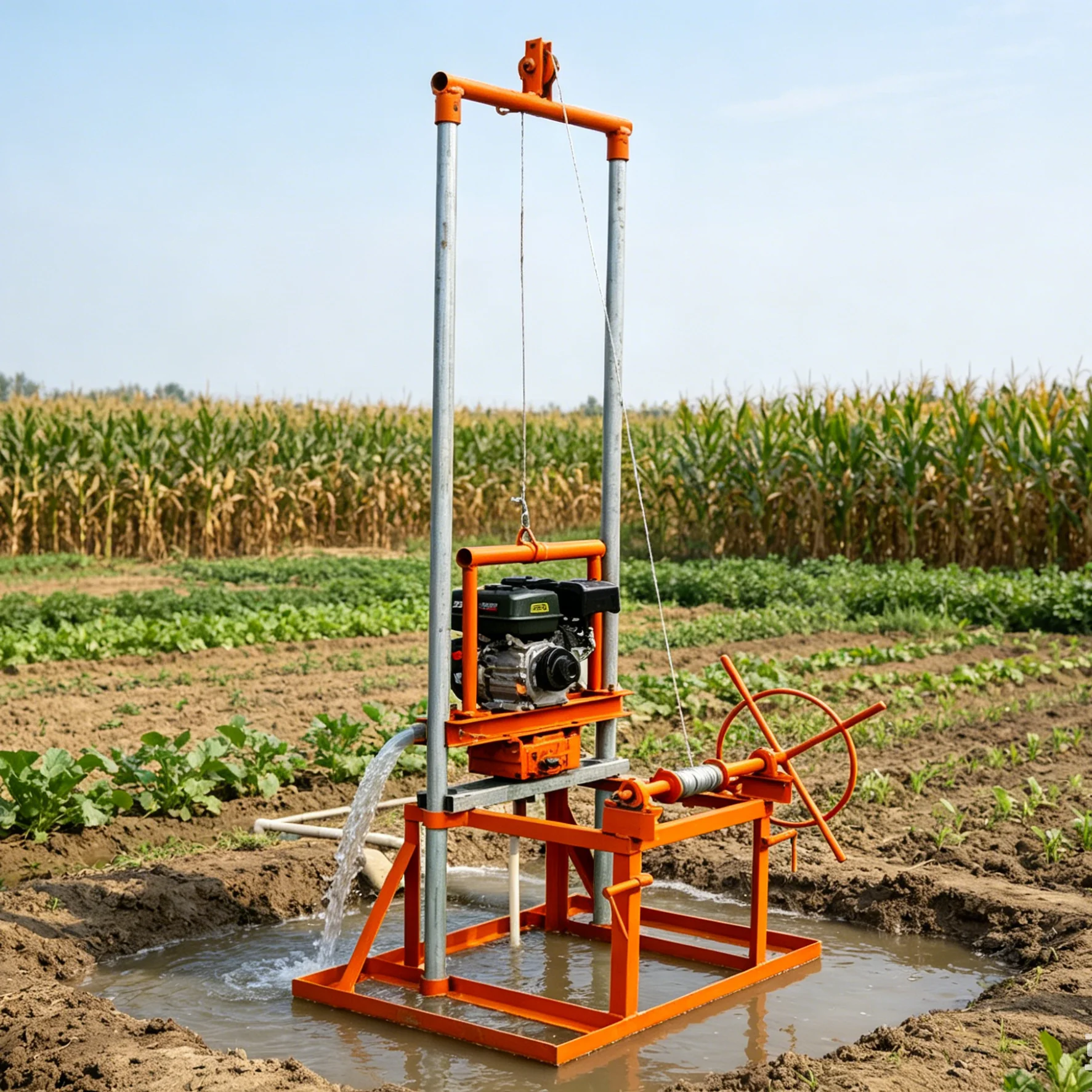 Customized Mini Portable Manual Driller Petrol Diesel 80M Farm Borehole Hot Sale Water Well Drilling Rig