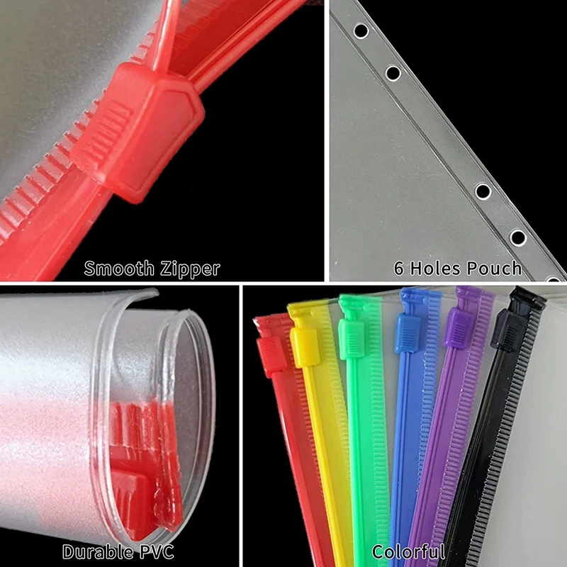 กระเป๋าเงิน A6แบบมีซิปช่องใส่ซองเงินสดมี6ช่องกระเป๋าใส่คูปองเงิน PVC แบบใสกระเป๋าใบหลวม