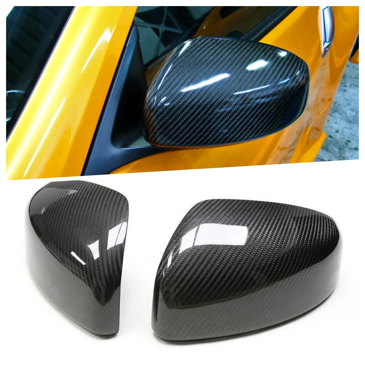 

For Nissan 370Z Dry Carbon Fiber Rearview Mirror Cover Nissan Z34 Mirror Cap by Sticker.