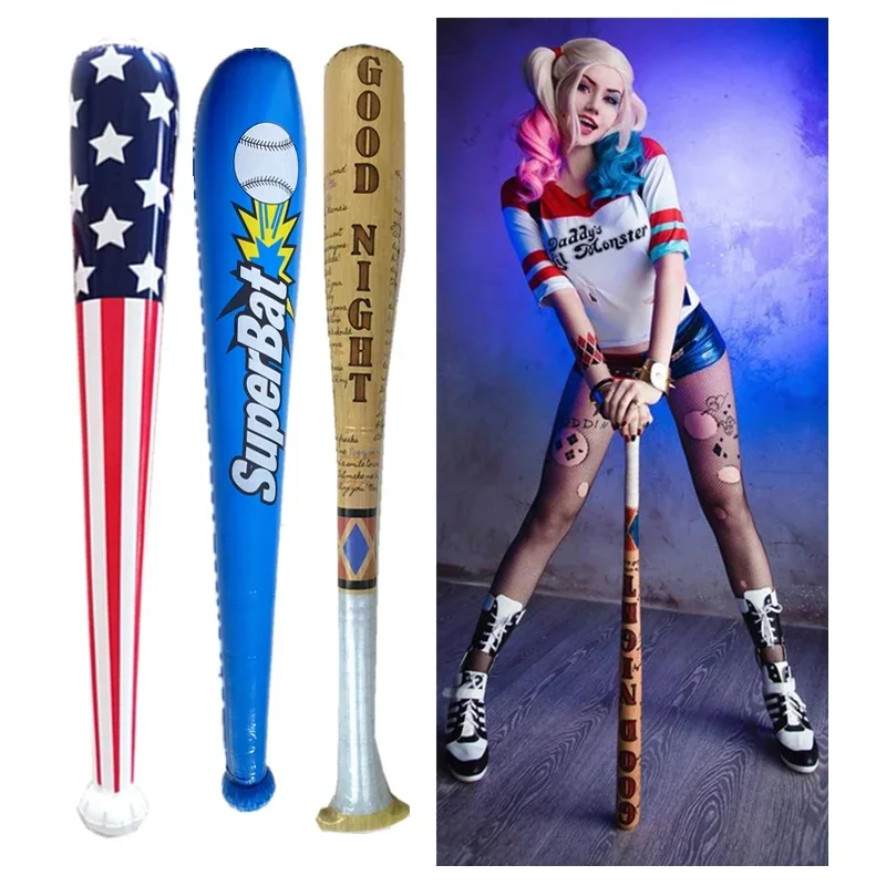 Beauty Girl Baseball in legno massello Harleen Quinzel Mazza da baseball in legno Parrucca Guanto Accessorio Suicide Cosplay Squad Comic Prop Vacanza