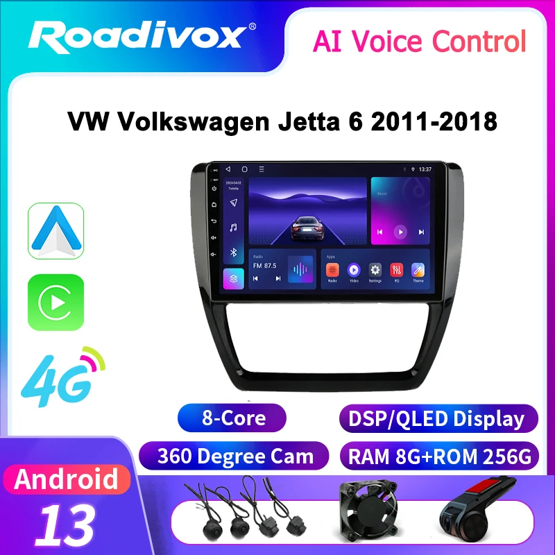 

Автомобильное радио Roadivox Android для VW Volkswagen Jetta 6 2011 2018, GPS-навигация, видео, мультимедийный плеер, магнитофон, carplay