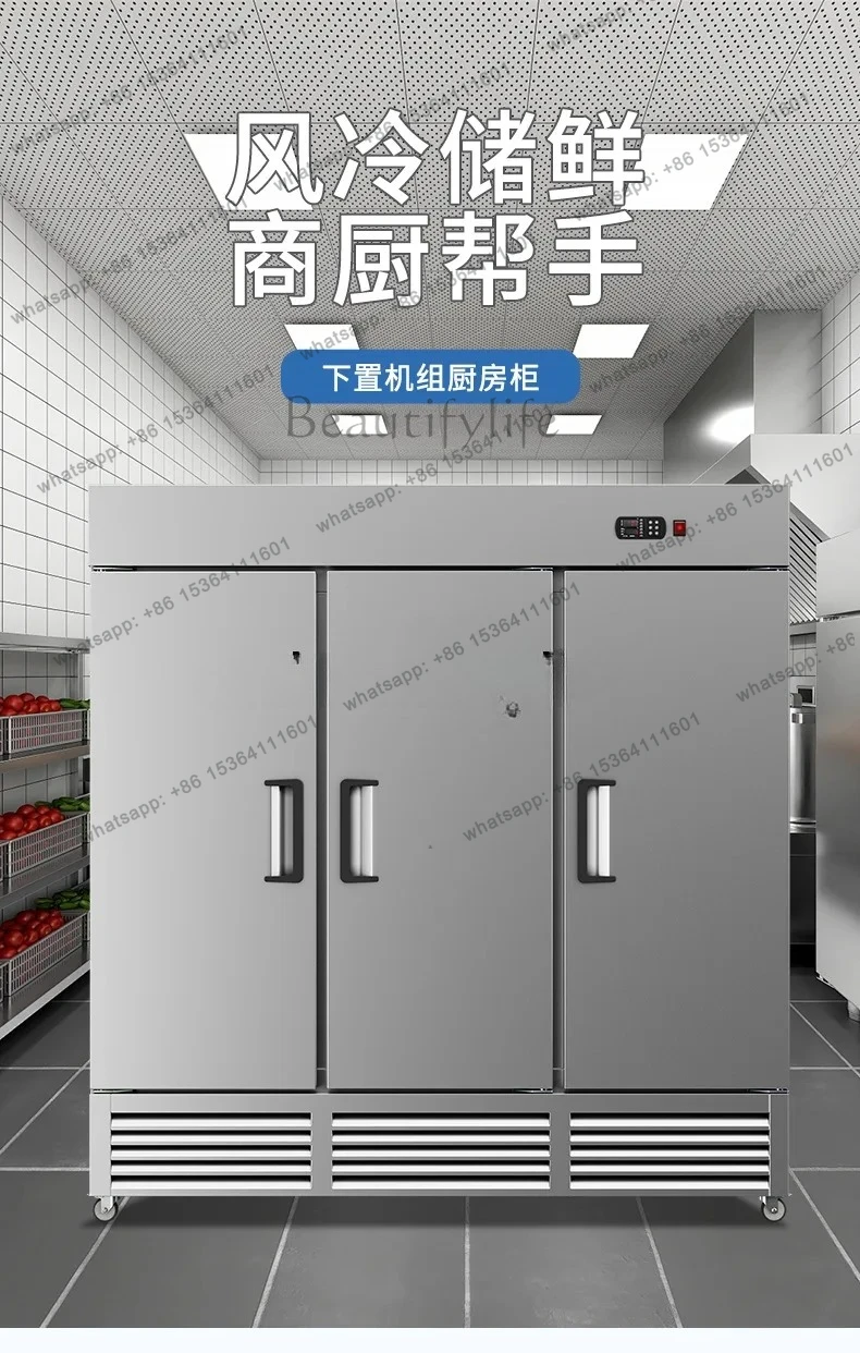 Commercial Refrigerator Vertical Fresh-Keeping Cold Storage Cabinet Stainless Steel Freezer Refrigerator Canteen Kitchen Freezer