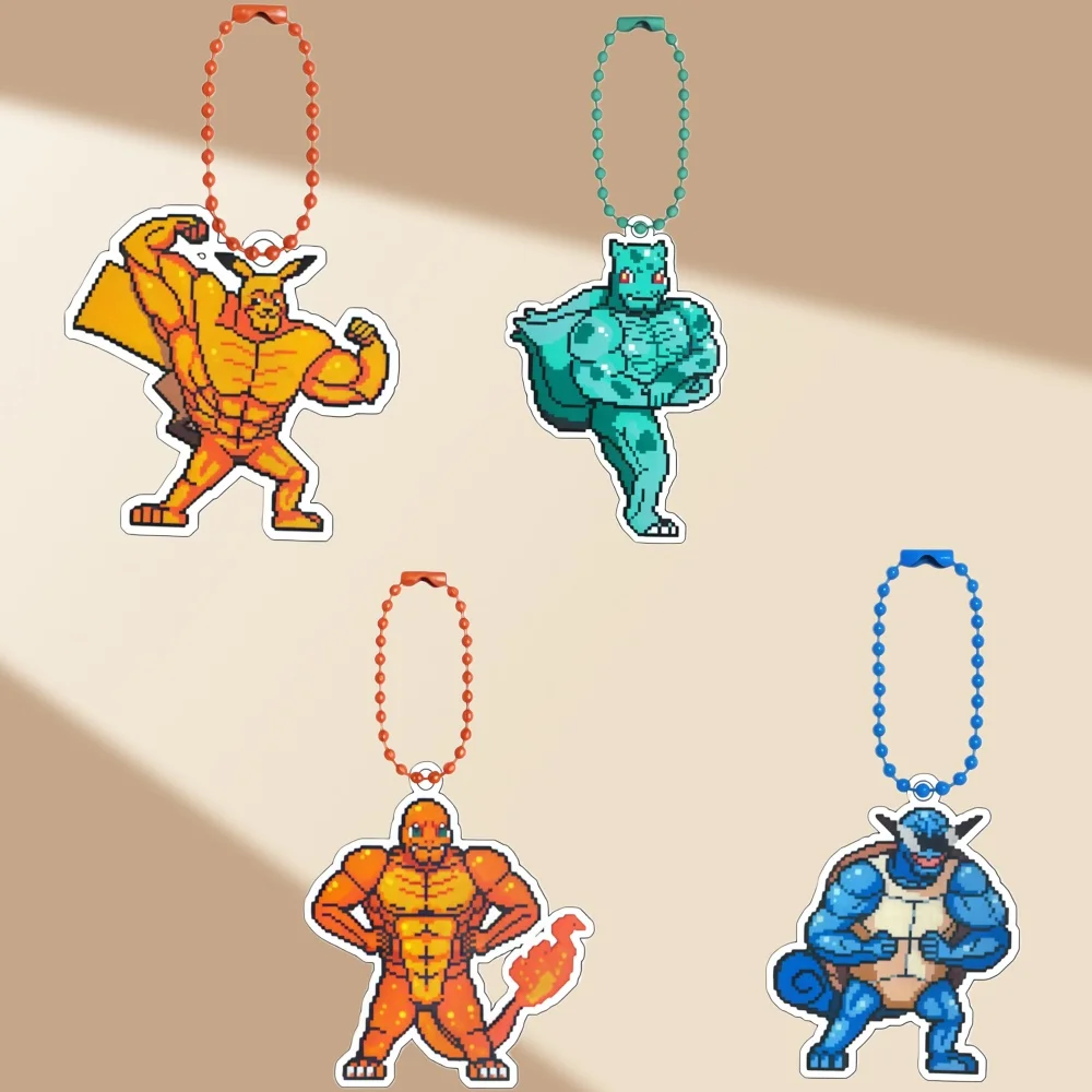 Für Pokemon Bulbasaur Squirtle Charmander Diy Cartoon Nette Acryl Schlüsselbund Rucksack Zubehör Anhänger Anime Sammlung Geschenk