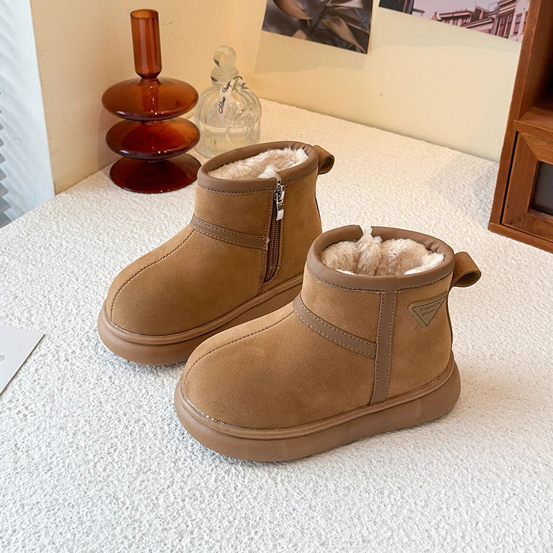 

2025 Fashion Children's Snow Boots Winter New Warm and Anti slip Girls' Cotton Shoes Thick Plush Comfortable