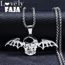 Gothic Vampire Bat Skull Wings Necklace Pendant Stainless Steel Chain Animal Skeleton Pendant Necklace Jewelry collier gothique