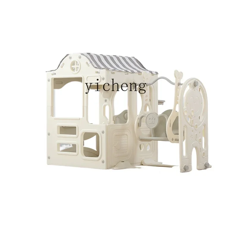 Tqh-casa de juegos de cuento de hadas para niños, combinación de tobogán oscilante, casa de castillo multifuncional para interiores, valla de tienda