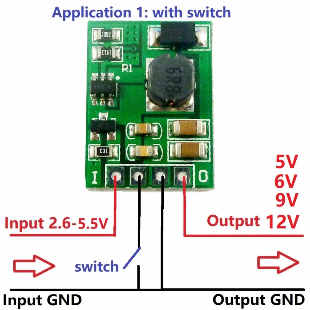 

3 PCS DDEN12MA ON/OFF DC-DC 3V 3.3V 3.7V 4.2V 5V to 5V 6V 9V 12V Step-up Boost Converter Voltage Regulate Power Supply Module