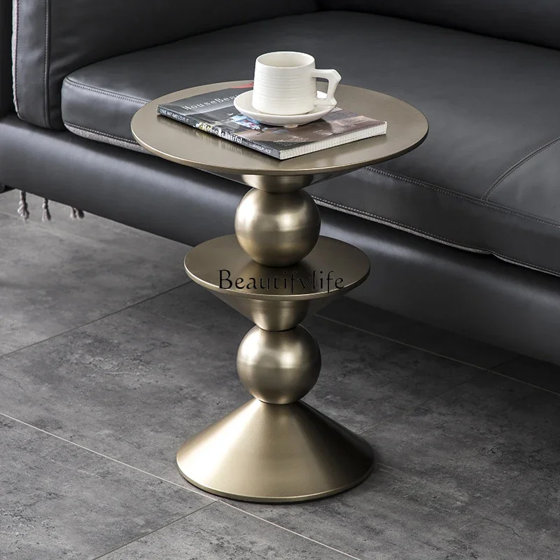 

Light luxury edge few Nordic simple retro metal round small coffee table sugar pier style