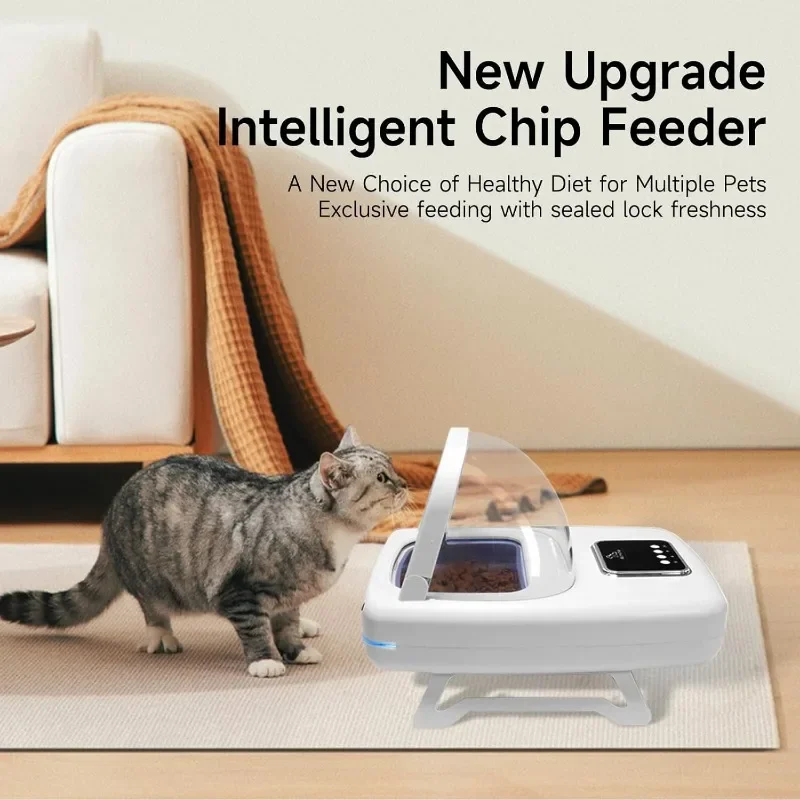 

Automatic Pet Feeder with Collar Sensor, Anti Food Grabing, Microchip Cat Feeder for Cats Medium-Sized Dogs, Intelligent Feeding