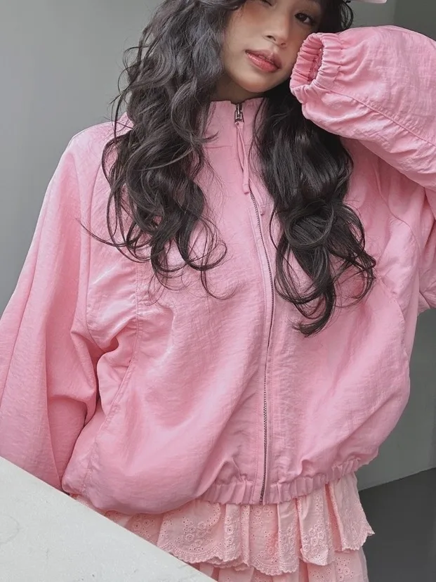 

Faionable ort Loose Women's Jaet Zipper Collar Long Sve 2025 New Sle Ele All-Match Coat Casual irt