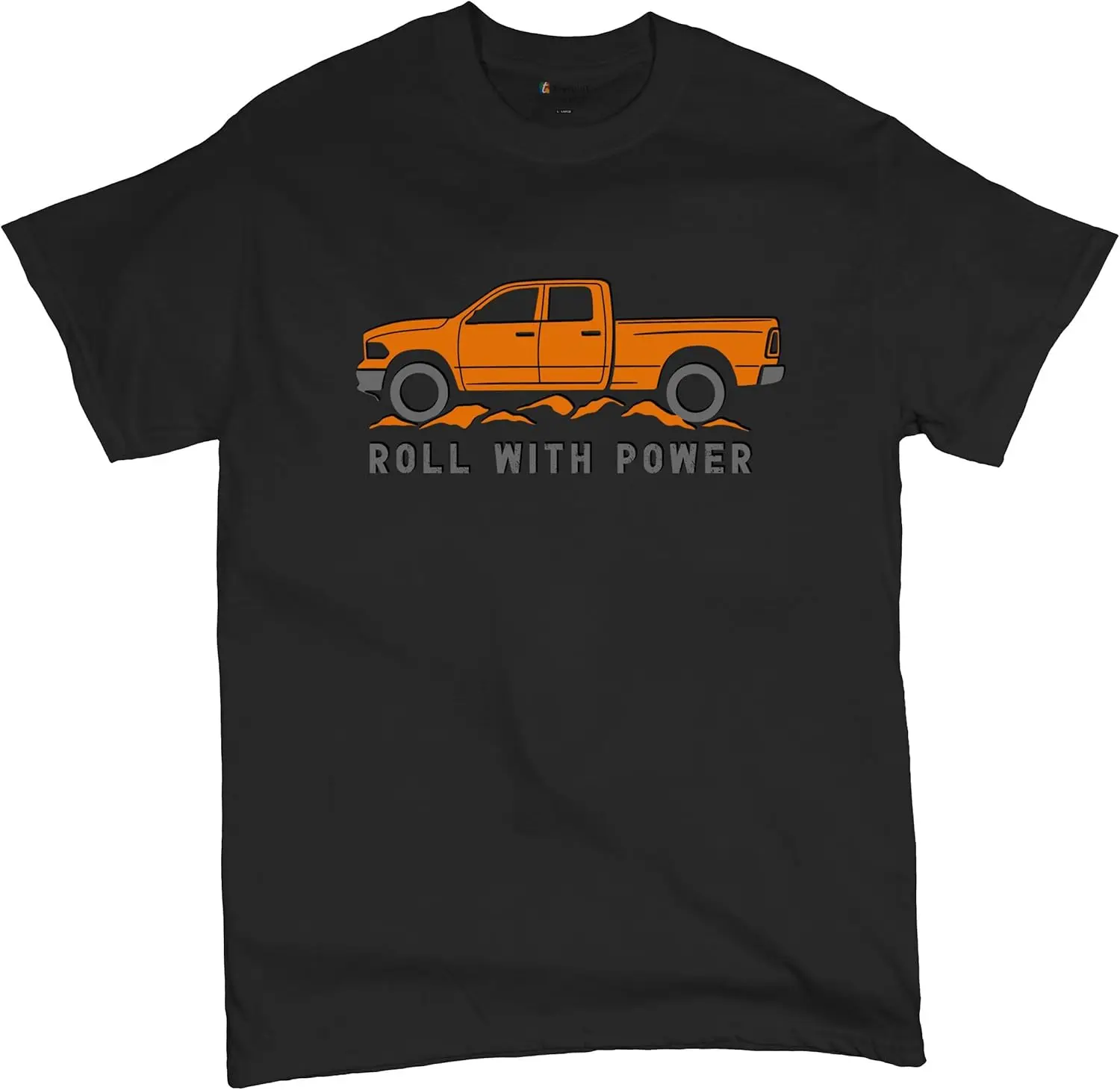 Roll With Power Pickup Truck Men's Graphic T-Shirts And Tank Tops 100% Cotton Trendy Y2K Short-Sleeve Tee – Soft, Quick-Drying,
