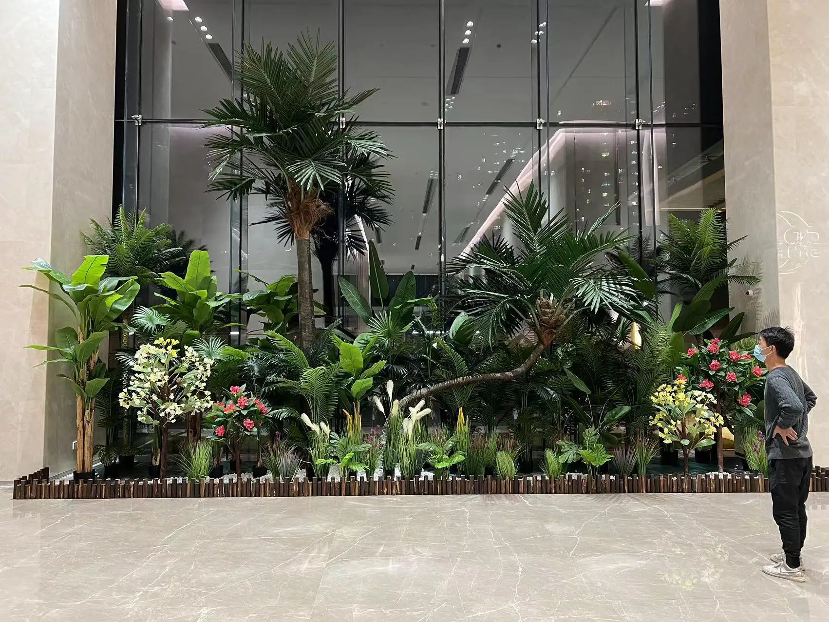 Simulation green plant landscaping combination indoor and outdoor window space decoration simulation potted plant landscape