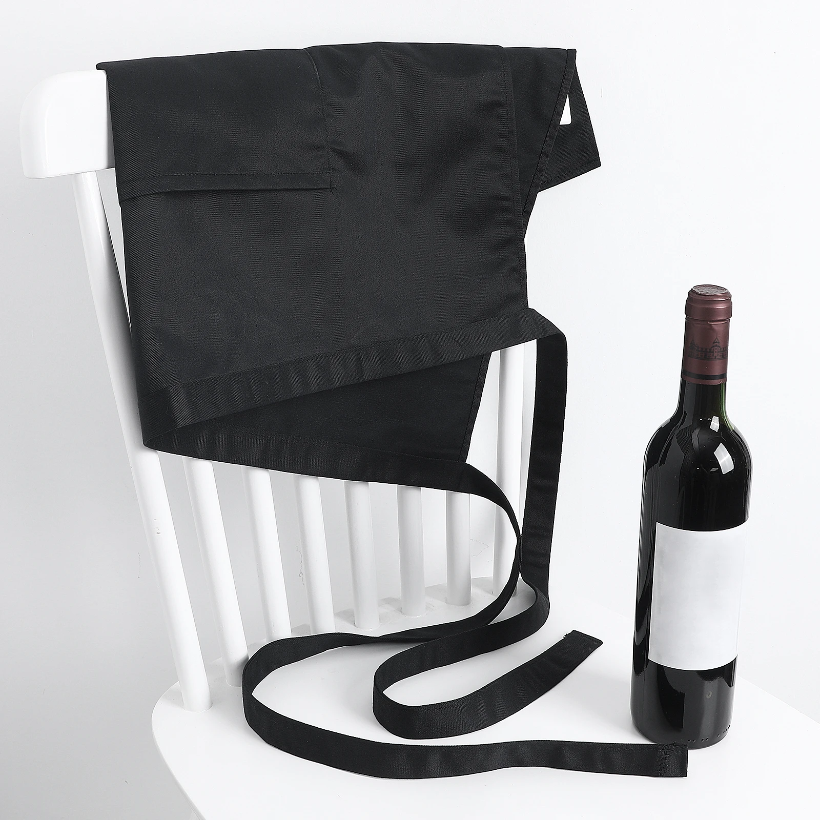 

Unisex Kitchen Apron with Double Pockets Black Waist Cooking Apron for Men Women Short Chef Waiter Apron