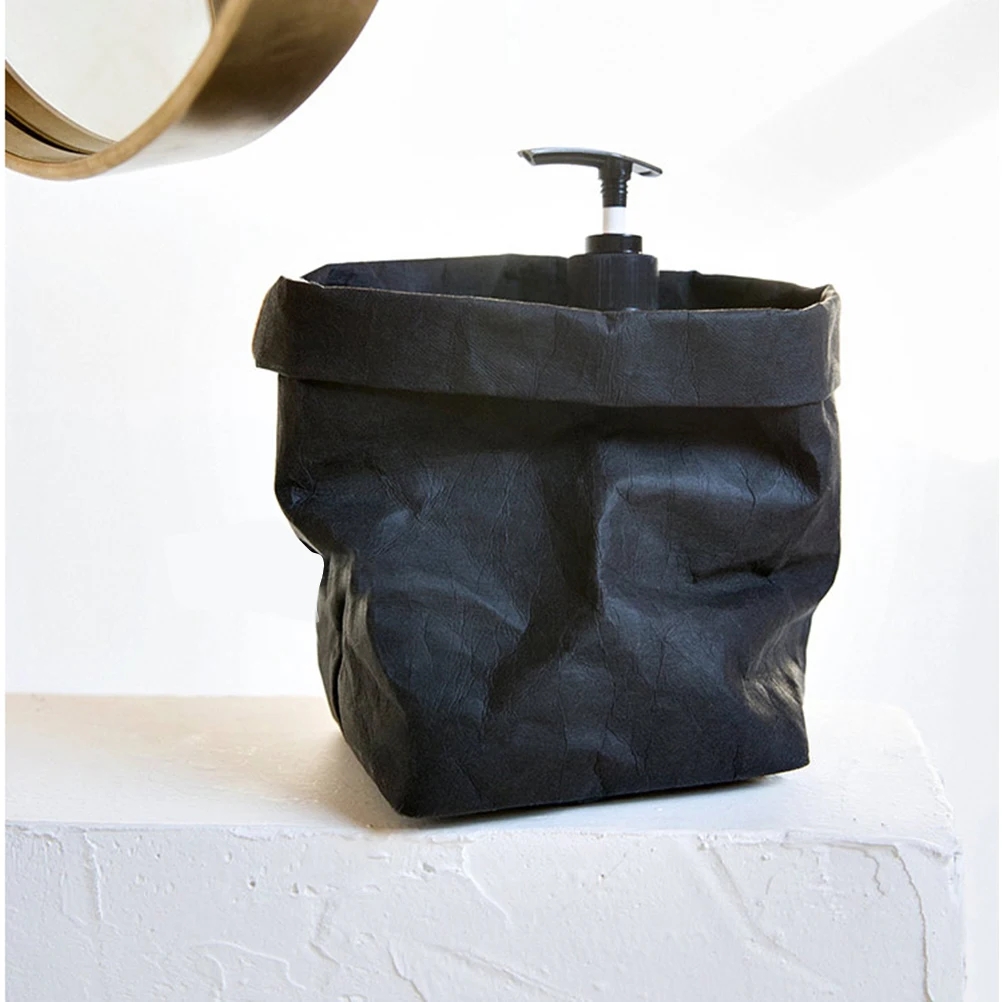 

Kraft Paper Bags Washable Storage Laundry Food 1Pc Black Decorative Shopping Container Flower Pot Cover Storage Box