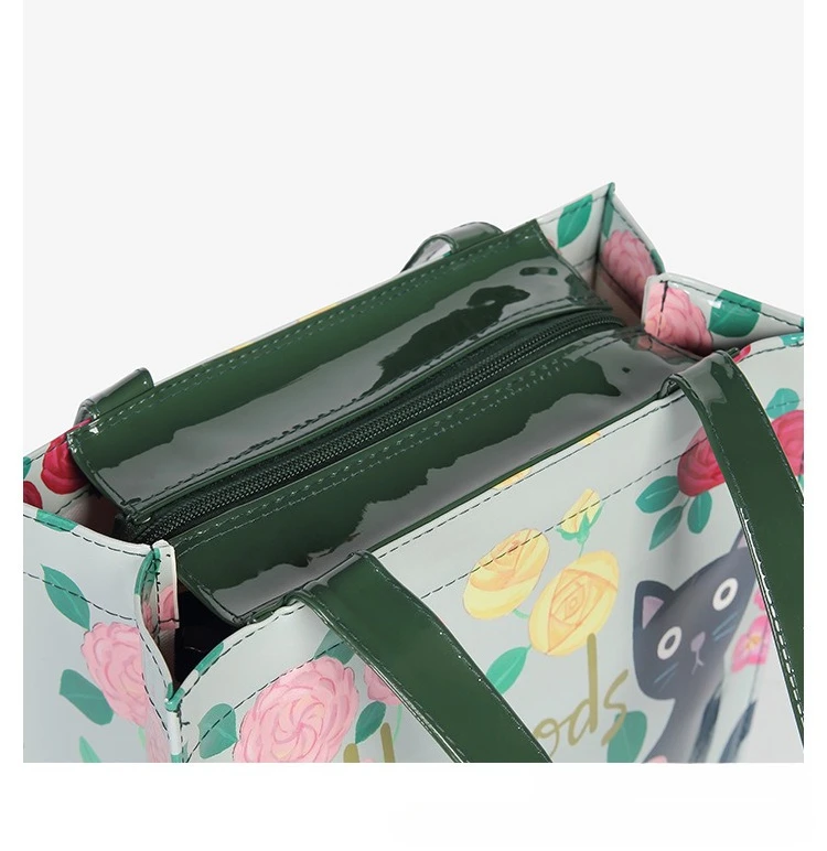 Wasserdichte PVC-Cartoon-Einkaufstasche für Damen, tragbare Schulterhandtasche für Studenten – Detail 8