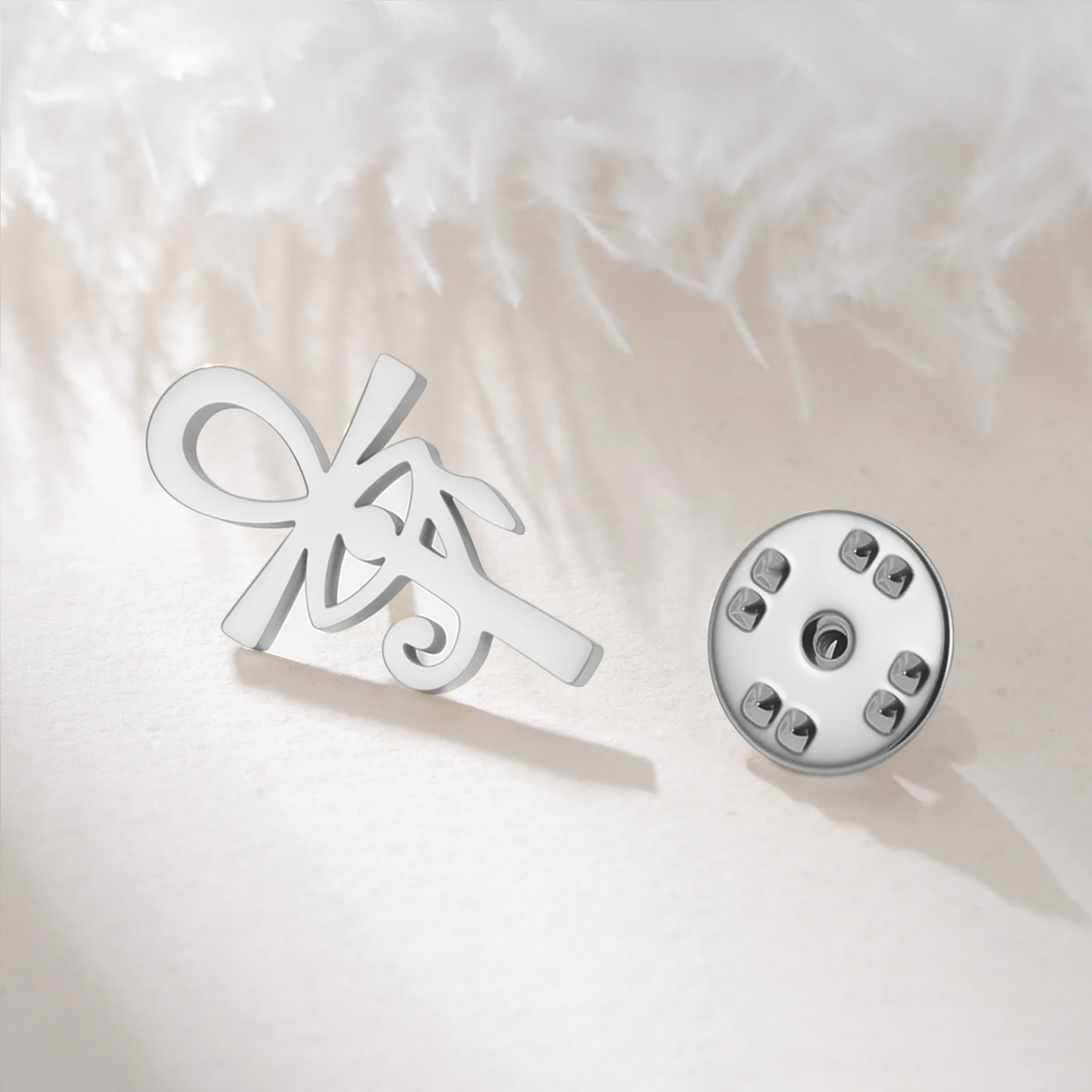 Teamer مصر عين را عنخ الصليب بروش المرأة رجل الفولاذ المقاوم للصدأ الذهب اللون شارة المصرية حماية Wedjat العين مجوهرات هدية