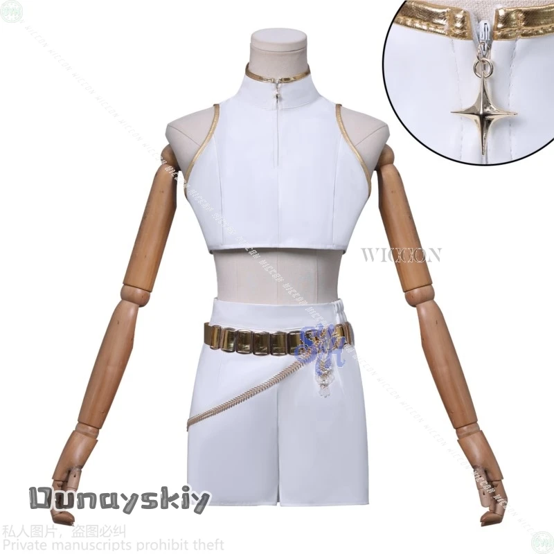 Anime Movie Kpop Demon Cosplay Rumi Huntrix WHAT IT SOUNDS LIKE Stage Uniform White Korea Idol Sexy Mini Dress HalloweenDisguise