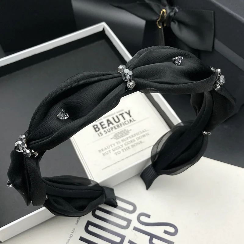 

Hairpin hair band female black high-grade seam drill high skull top foreign style headdress daily hair band