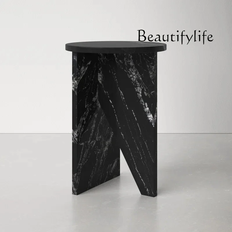 

zL Nordic Light Luxury Style Natural Marble Side Table Creative Simplicity Round Edge Table Home Art Coffee Table Size 40x40x55c