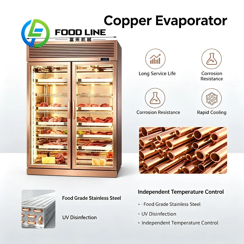 Custom Dry Aging Beef Cabinet Low Speed Circulating Fan Even Air Flow Avoids Local Over-Drying Of Block Beef During Dry Aging