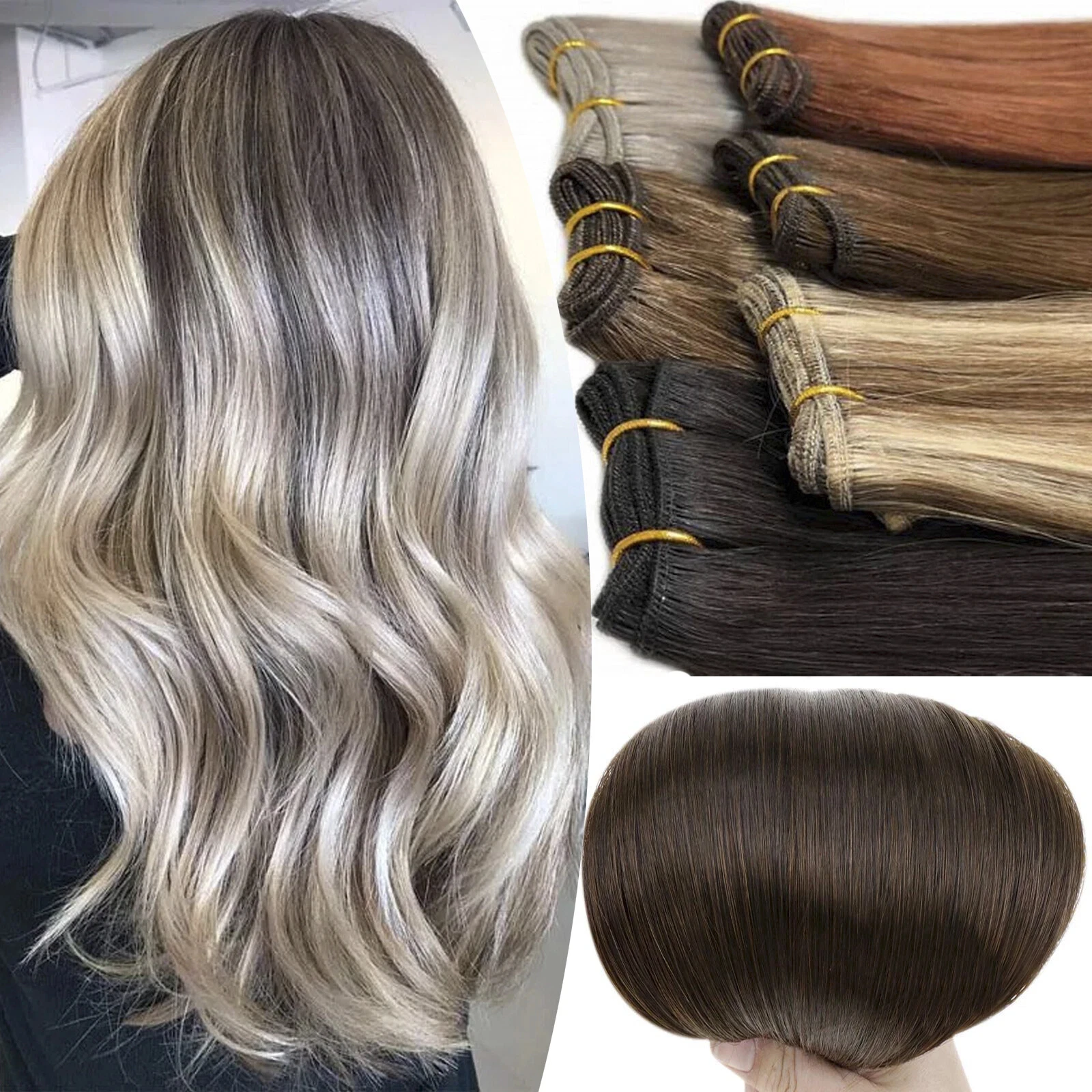 100% Human Virgin Hair Super Genius Weft 20inch 100g #1001A #FV Pre Stitched Hairpiece Time Saving For Stylist Better Drape