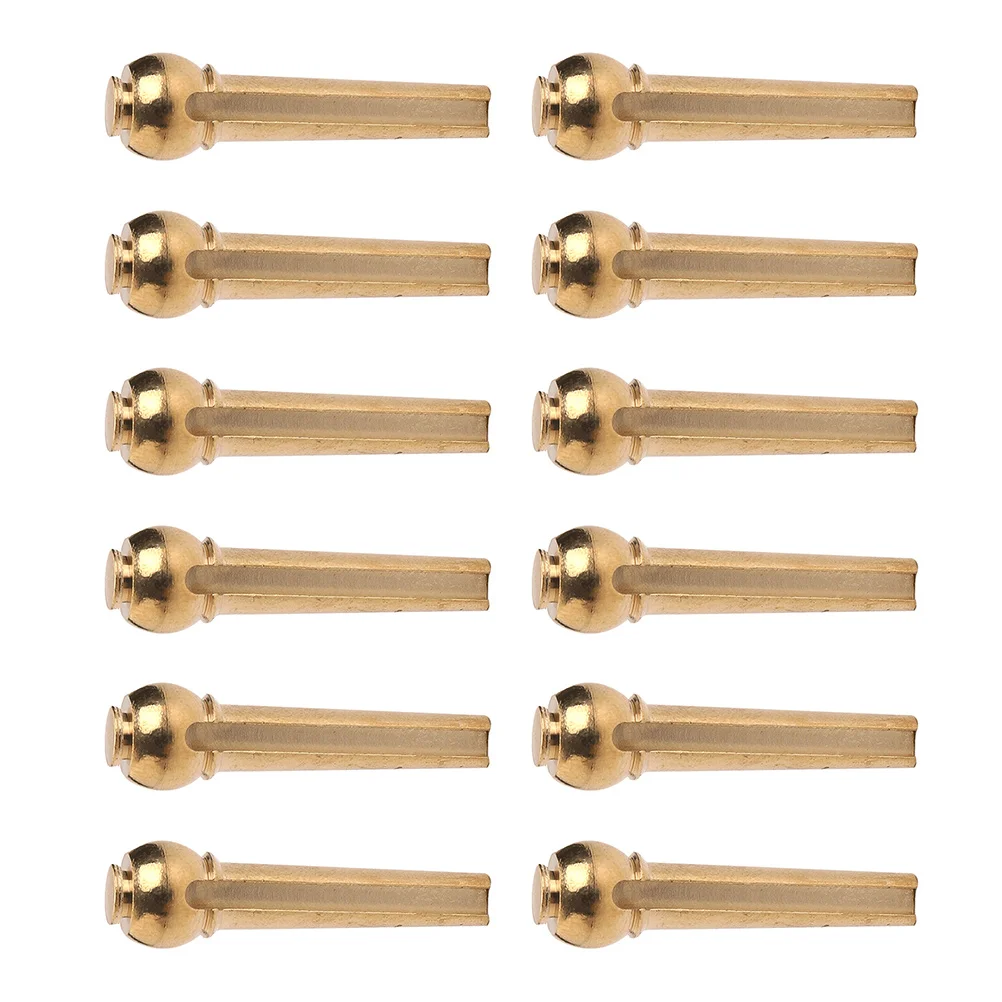 12pçs guitarra corda de latão prego pino acústico ponte peg tuning peg fixação dourada para