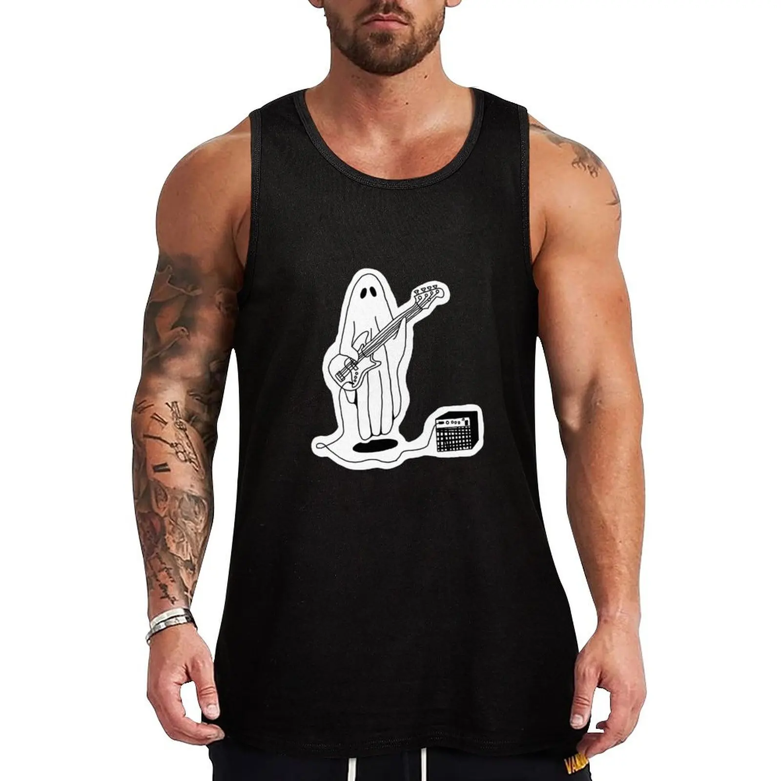 

Sheet Ghost Playing Bass Tank Top sleeveless vest men training weight vest sleeveless gym shirts male cute tops