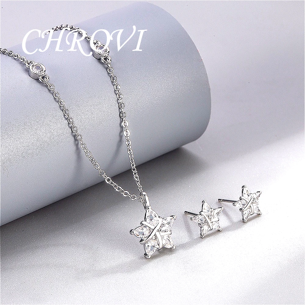 Luxury-Style 925 Sterling Silver New Design Elegant Lucky Star Necklace - Collar Chain Set with Accessories