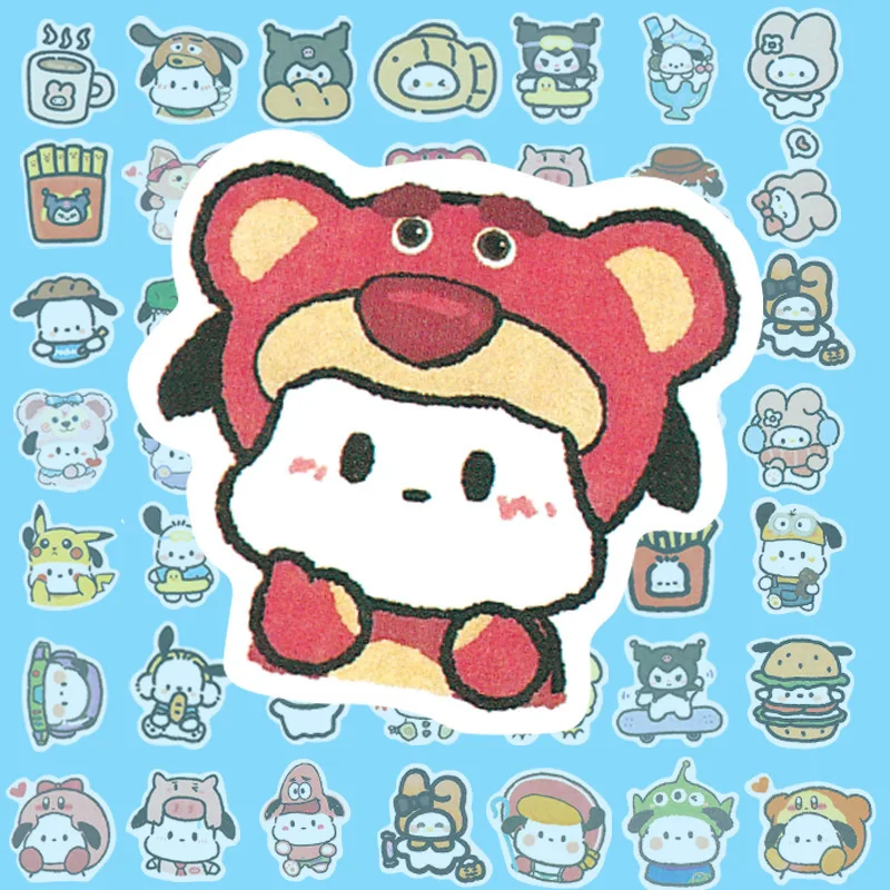 Sanrio-pegatina de dibujos animados para teléfono móvil, Pochacco Kuromi pompurin, decoración de refrigerador, monopatín de escritorio, guitarra, 100, piezas