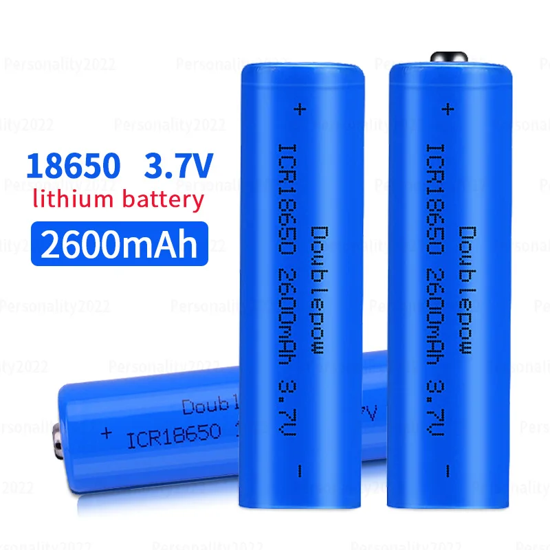 

3.7V 18650 2600mAh Lithium Battery Rechargeable Li Ion for Handheld Fan LED Light Flashlight+ Icr18650 Batteries USB Charger