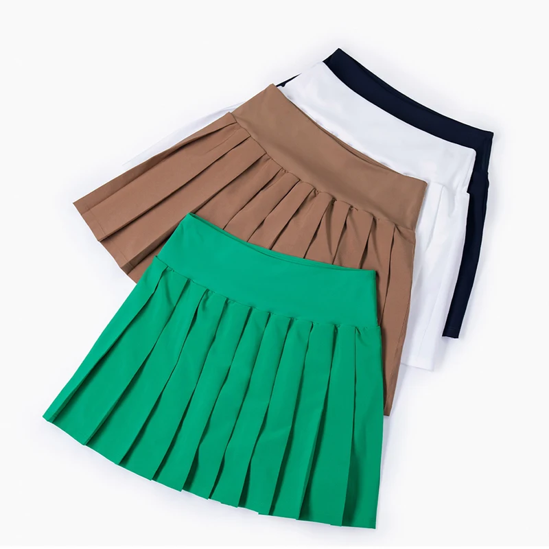 Women Tennis Pleated Skirt Summer Yoga Sports Mini Pant Skirt Girl High Waist Golf Badminton Skort Shorts Under The Skirt Pocket