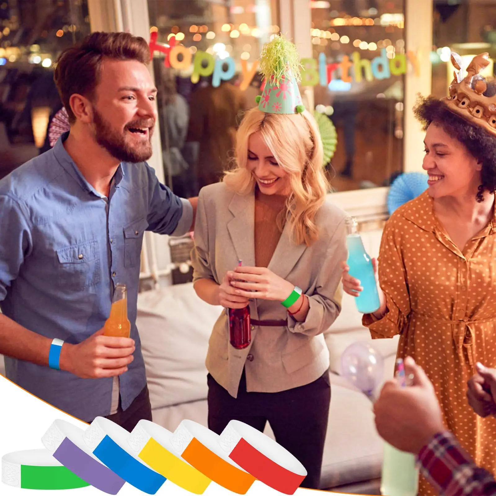 أساور معصم Tyvek الملونة، أساور مناسبات مقاومة للعبث للحفلات والحفلات الموسيقية والتحكم في الوصول VIP، وتحديد الدخول المقاوم للماء