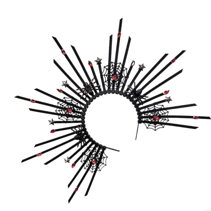 ユニークなスパイダー芸術的なヘアバンドゴシックスパイクメタリックアクセサリーのロールプレイ6xda