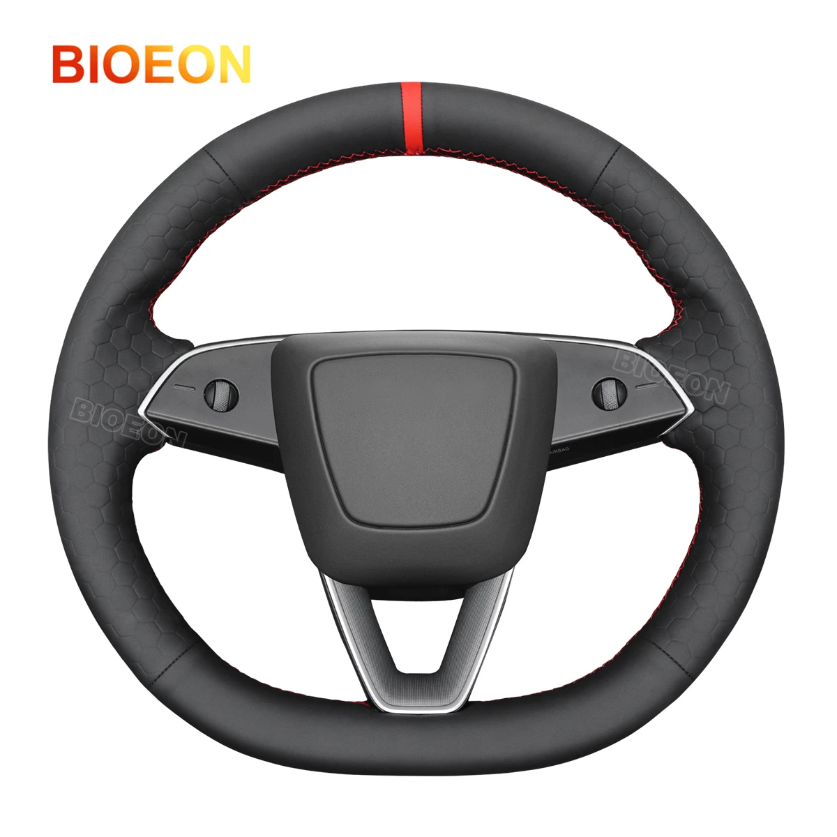 

Bioeon Black Hive Leathe Car Steering Wheel Cover for Tesla Model 3 Highland 2023 2024